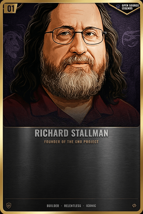 Richard Stallman trading card, front