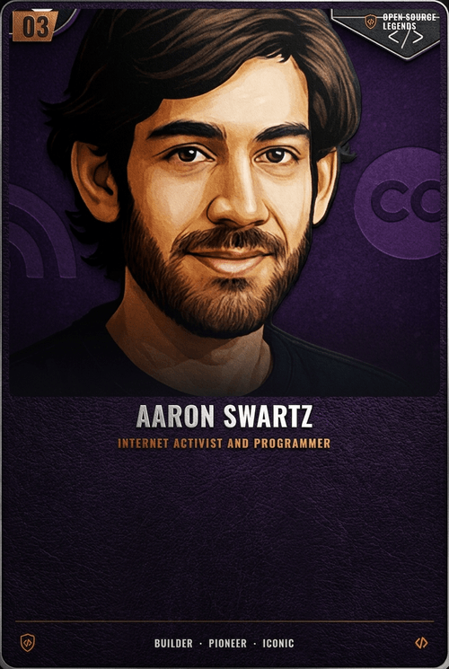 Aaron Swartz trading card, front