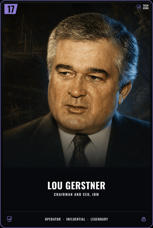Lou Gerstner trading card, front