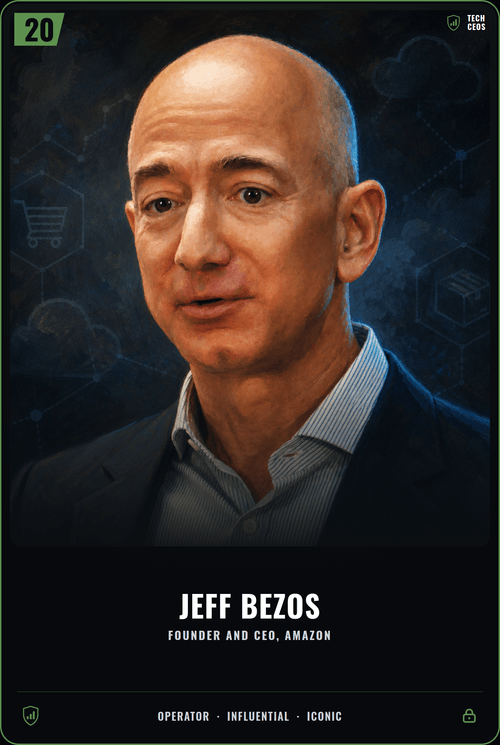 Jeff Bezos trading card, front