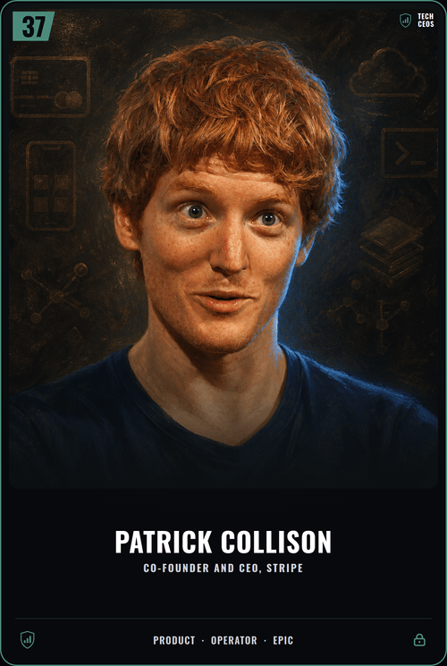 Patrick Collison trading card, front