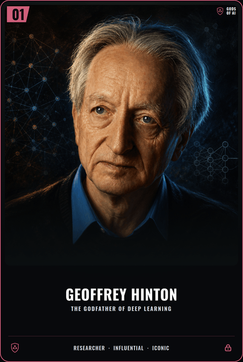 Geoffrey Hinton trading card, front