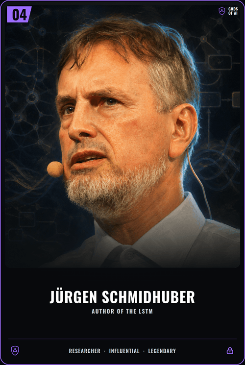 Jürgen Schmidhuber trading card, front