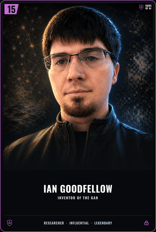 Ian Goodfellow trading card, front