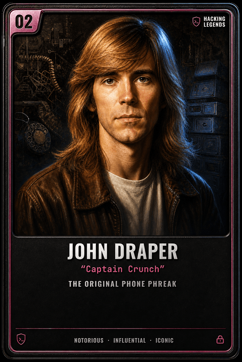 John Draper trading card, front