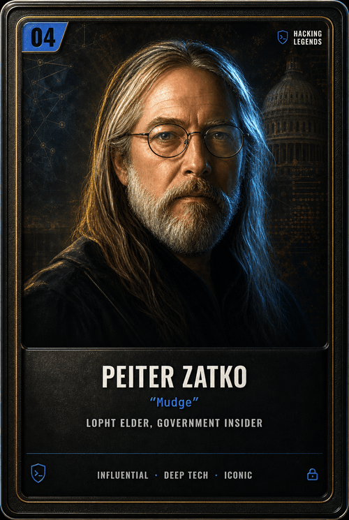 Peiter Zatko trading card, front
