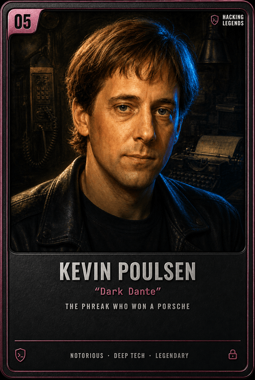 Kevin Poulsen trading card, front
