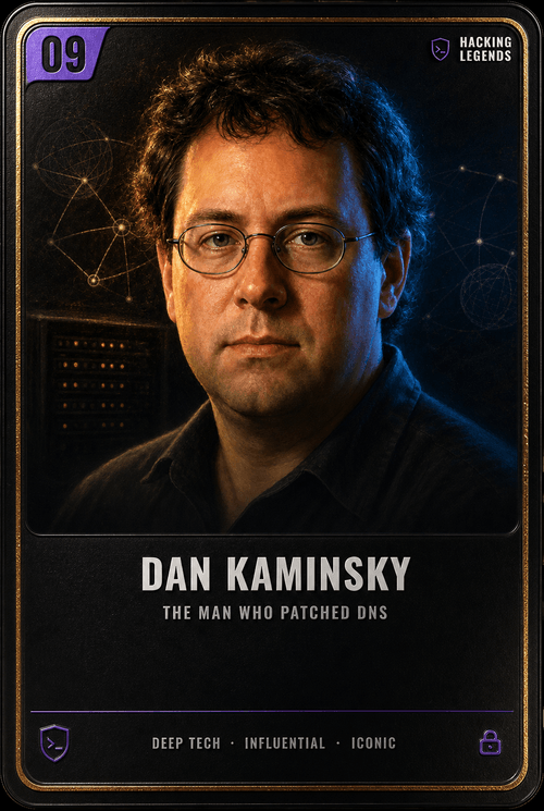 Dan Kaminsky trading card, front