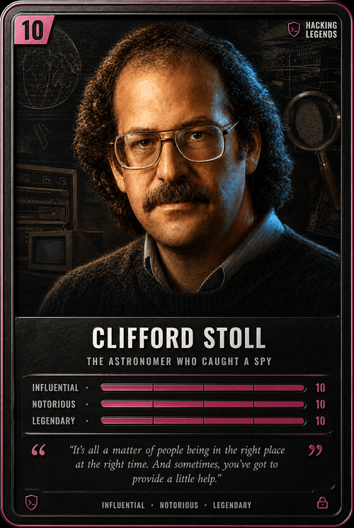 Clifford Stoll trading card, front