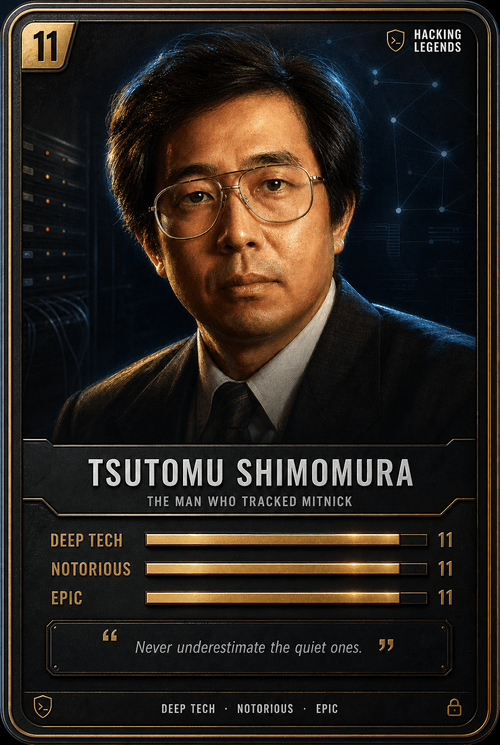 Tsutomu Shimomura trading card, front