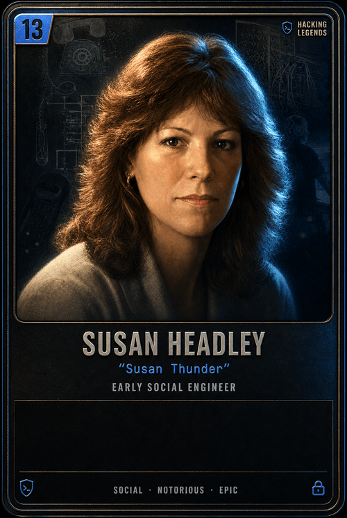 Susan Headley trading card, front