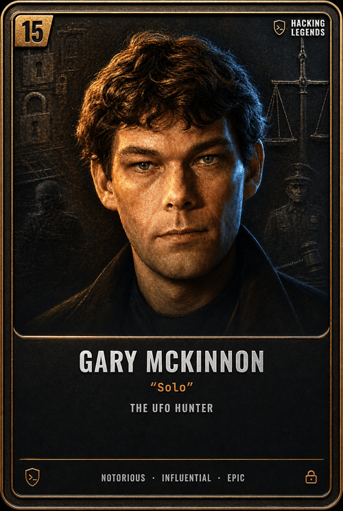 Gary McKinnon trading card, front