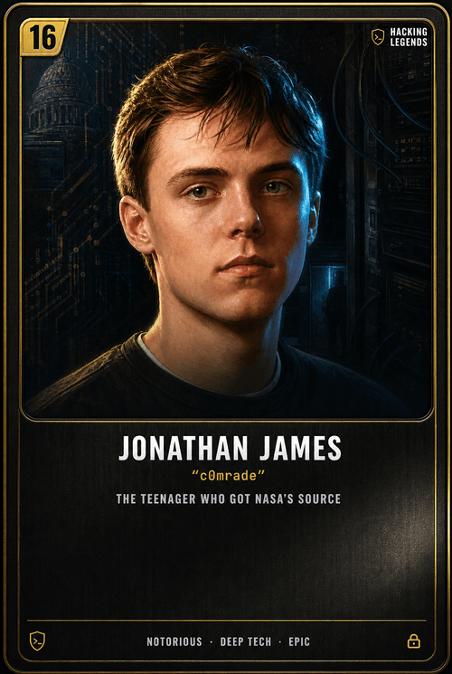 Jonathan James trading card, front