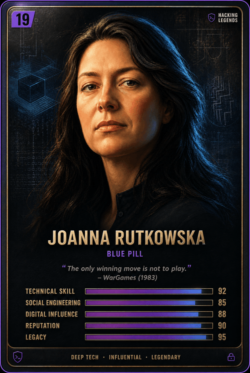 Joanna Rutkowska trading card, front