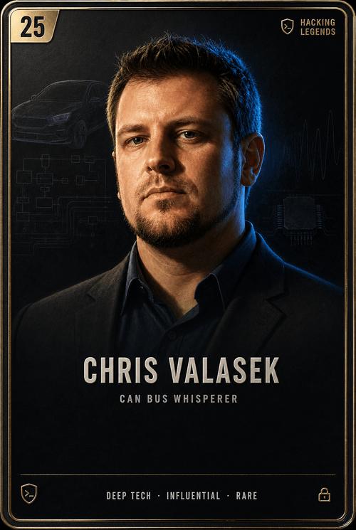 Chris Valasek trading card, front