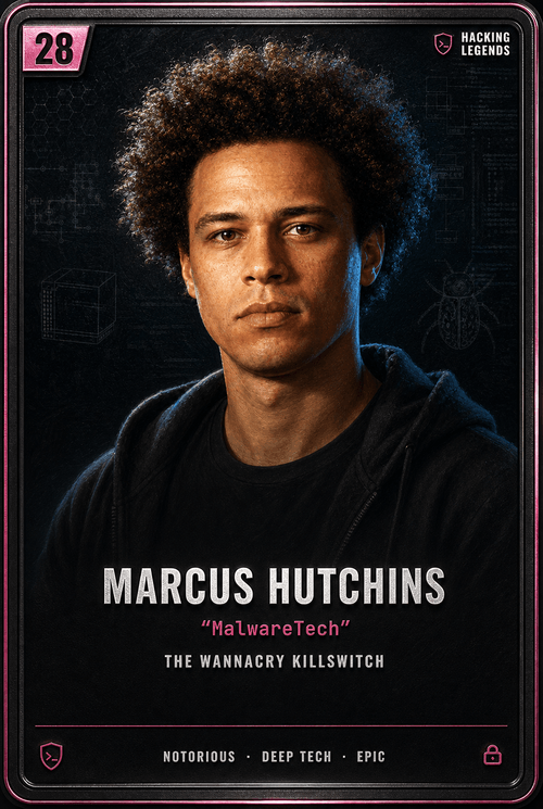 Marcus Hutchins trading card, front