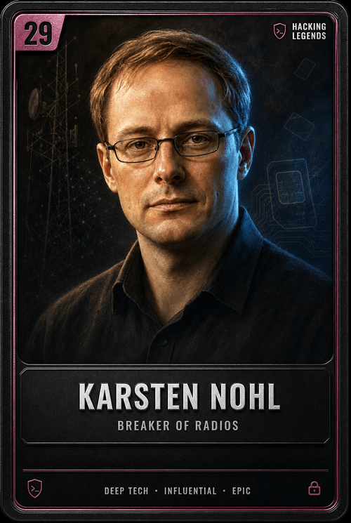 Karsten Nohl trading card, front
