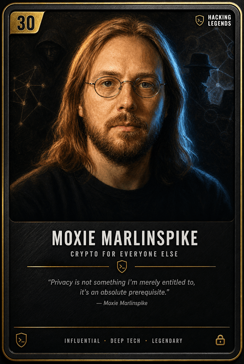 Moxie Marlinspike trading card, front