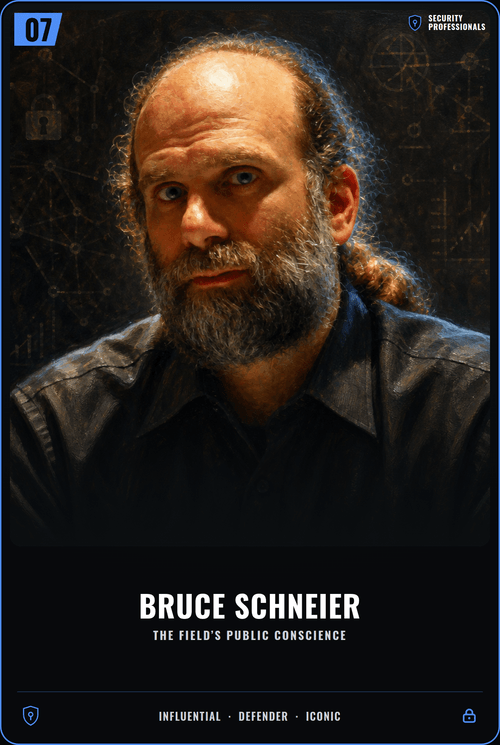 Bruce Schneier trading card, front