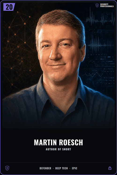 Martin Roesch trading card, front
