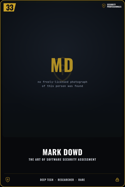 Mark Dowd trading card, front