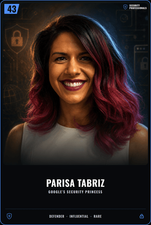 Parisa Tabriz trading card, front
