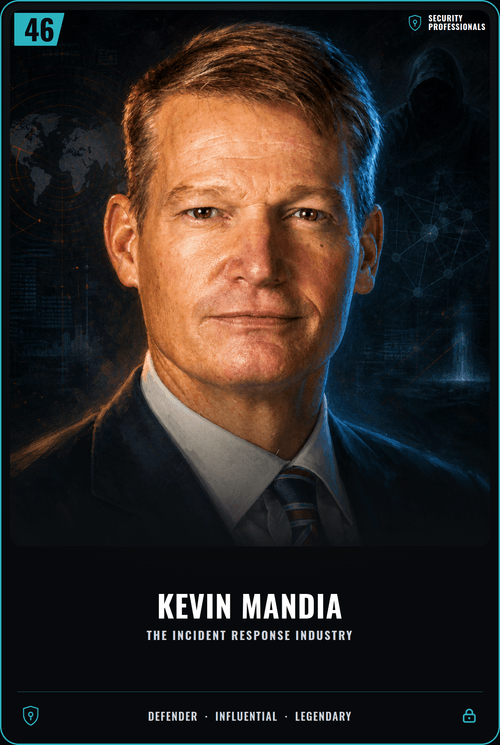 Kevin Mandia trading card, front