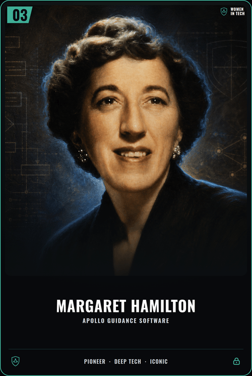 Margaret Hamilton trading card, front