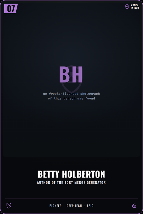 Betty Holberton trading card, front