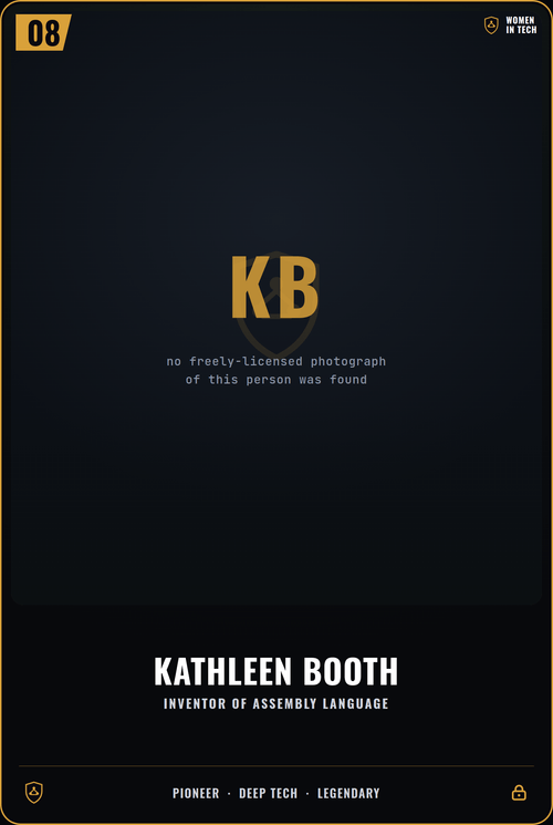 Kathleen Booth trading card, front