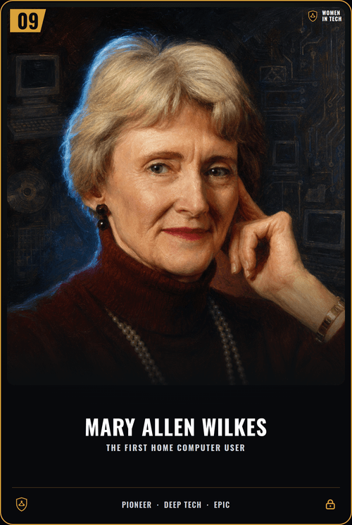 Mary Allen Wilkes trading card, front
