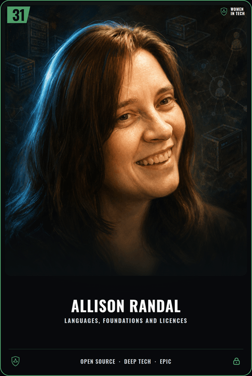 Allison Randal trading card, front