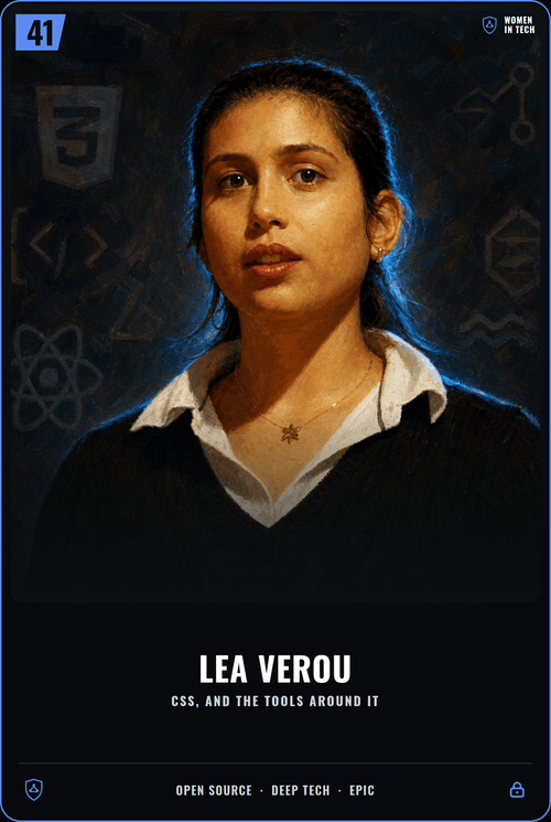 Lea Verou trading card, front