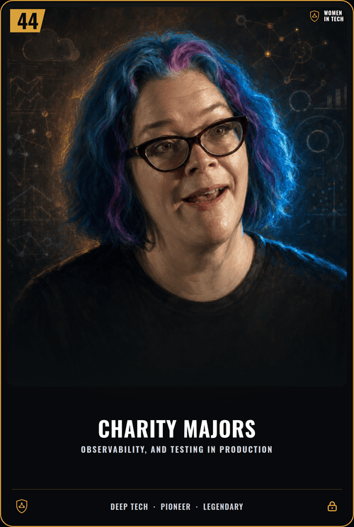 Charity Majors trading card, front