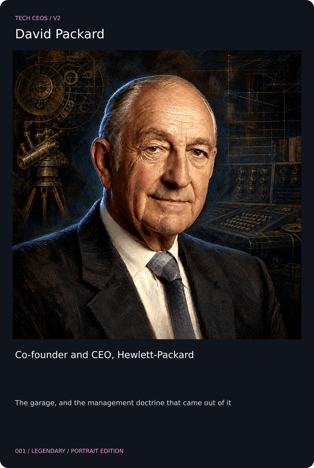 David Packard trading card, front