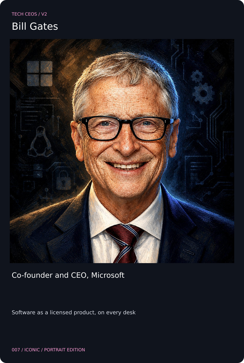 Bill Gates trading card, front