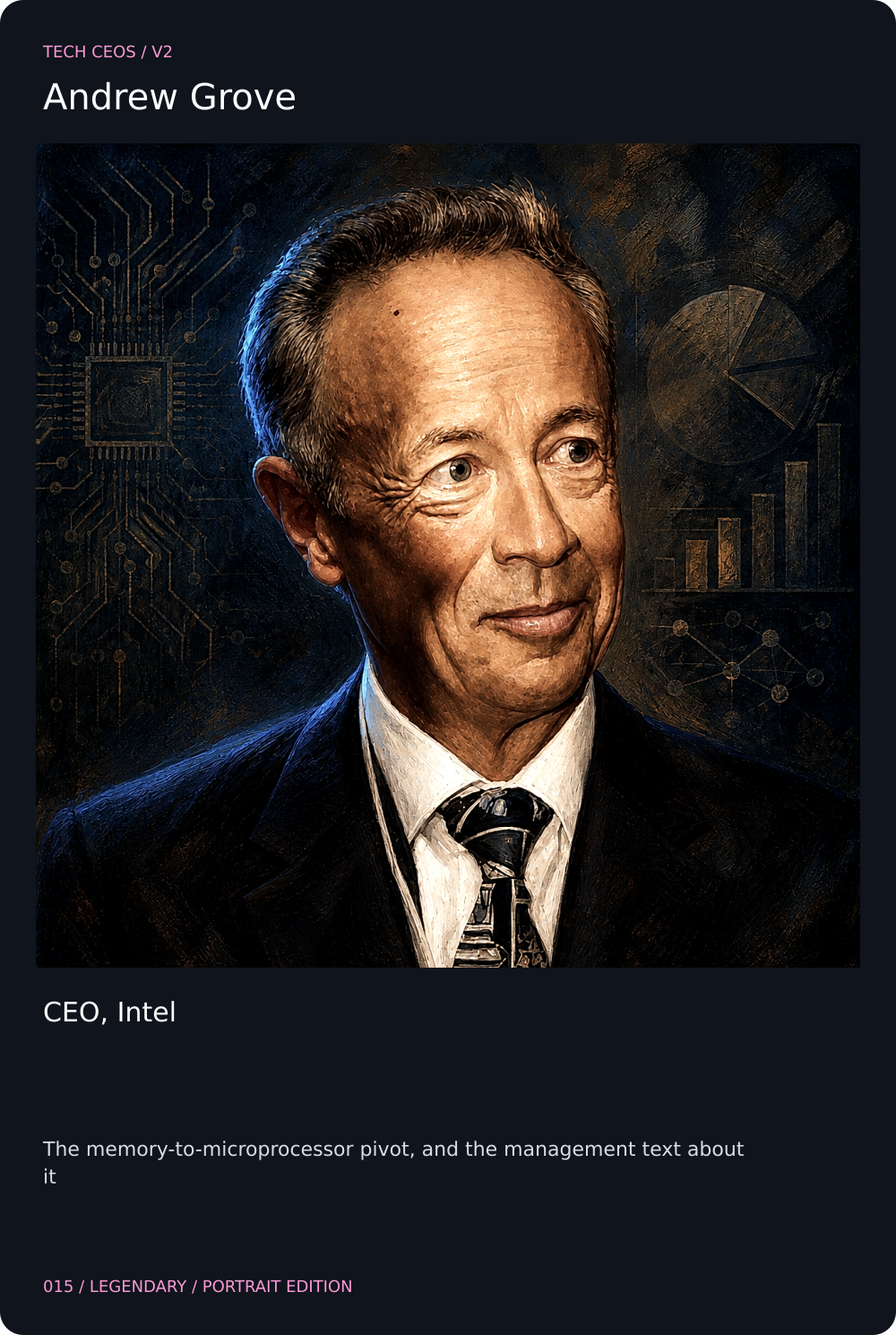 Andrew Grove trading card, front