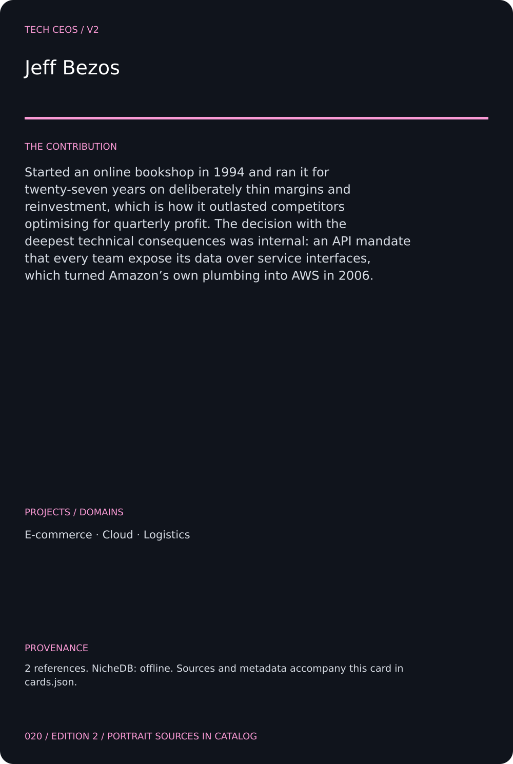 Jeff Bezos trading card, back