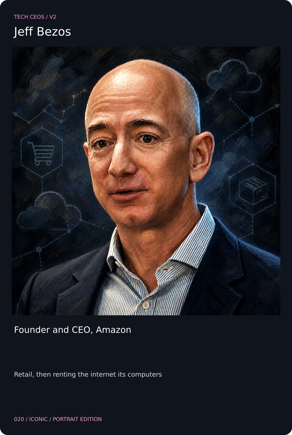 Jeff Bezos trading card, front