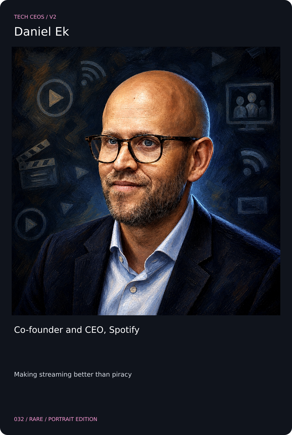 Daniel Ek trading card, front