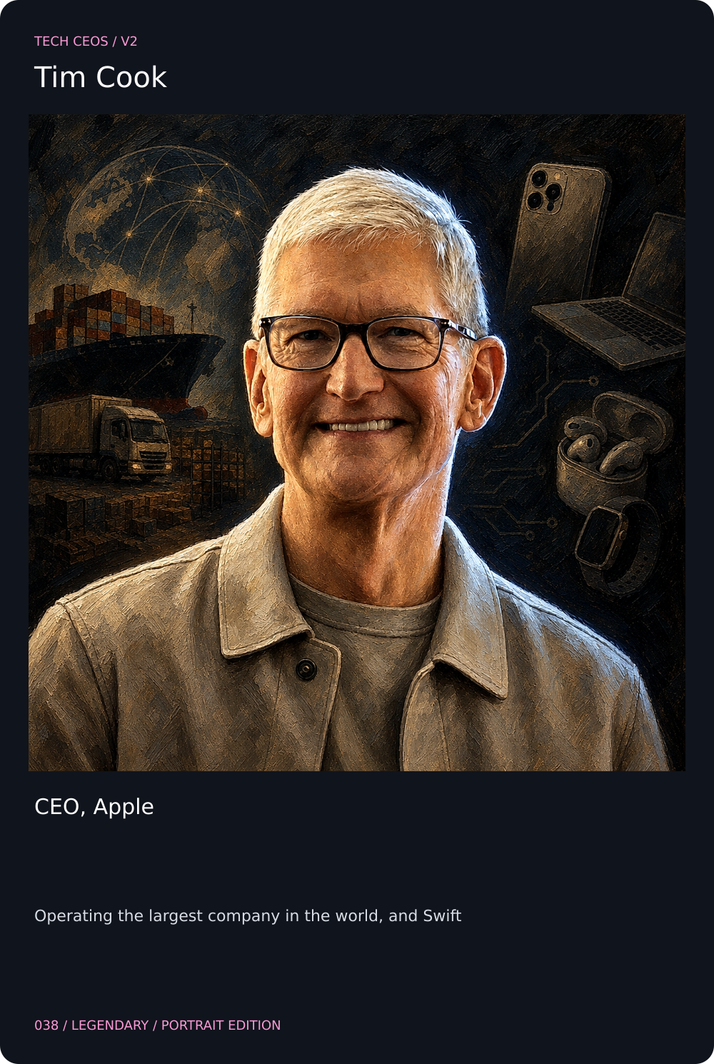 Tim Cook trading card, front