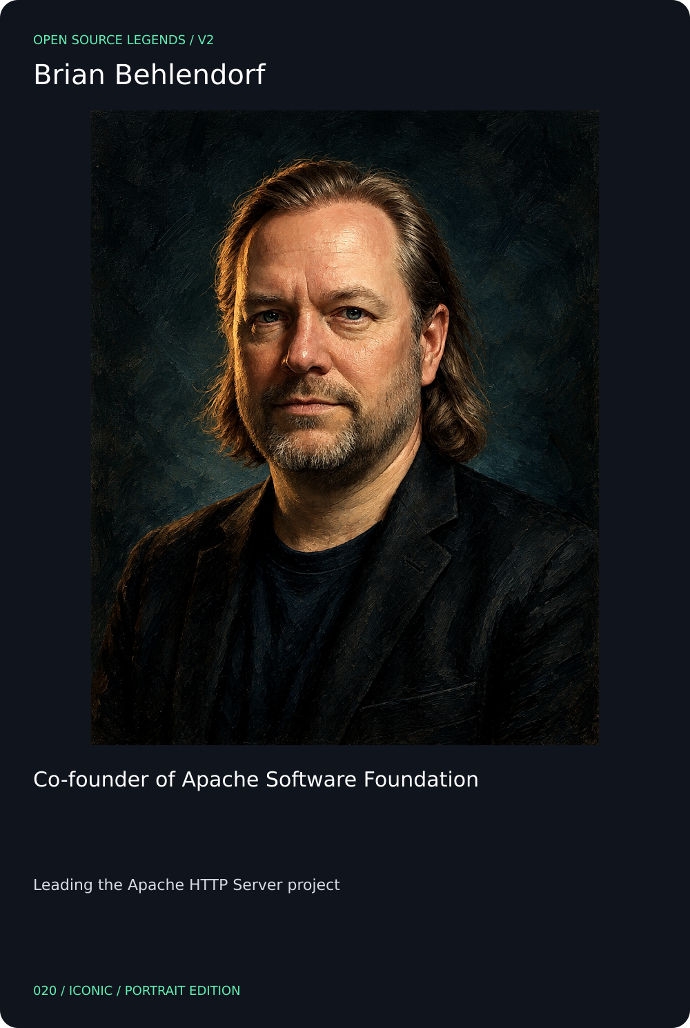 Brian Behlendorf trading card, front