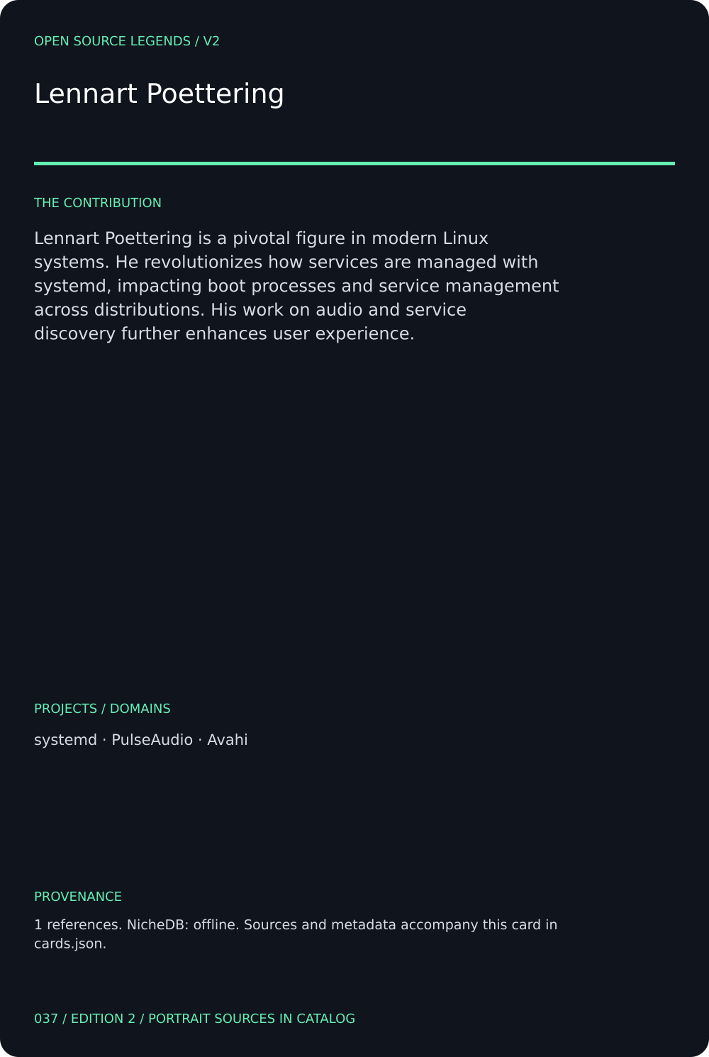 Lennart Poettering trading card, back