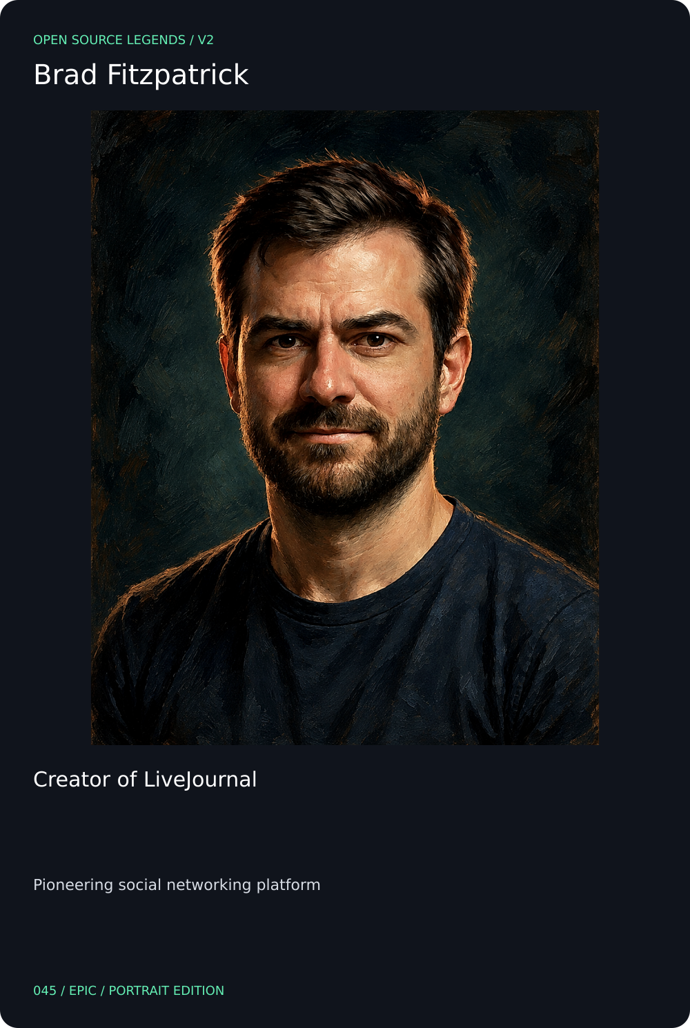 Brad Fitzpatrick trading card, front
