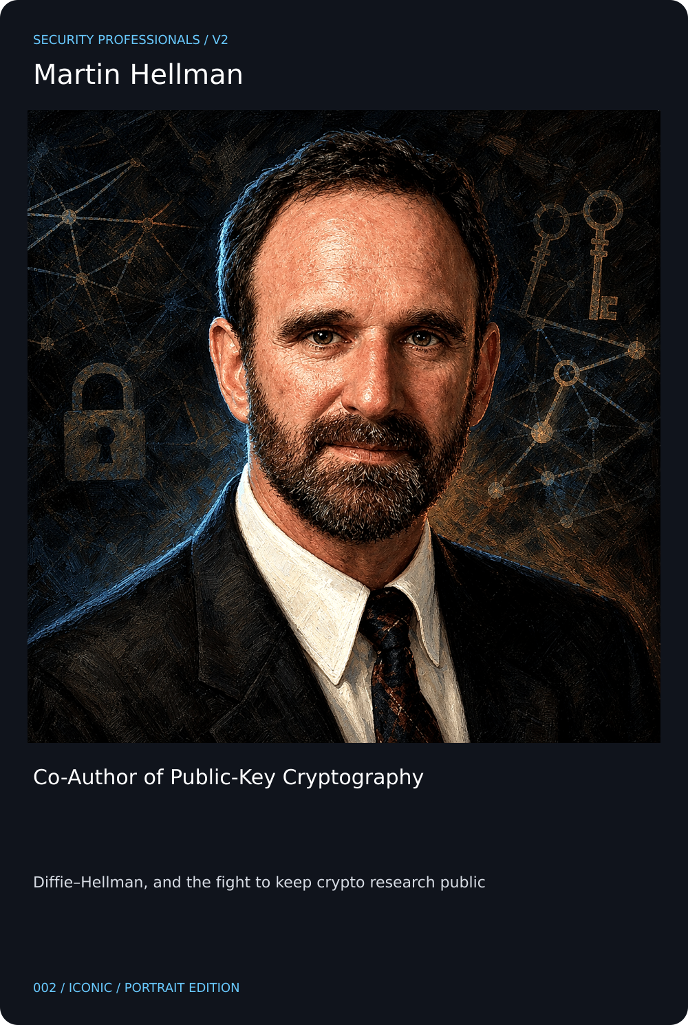 Martin Hellman trading card, front