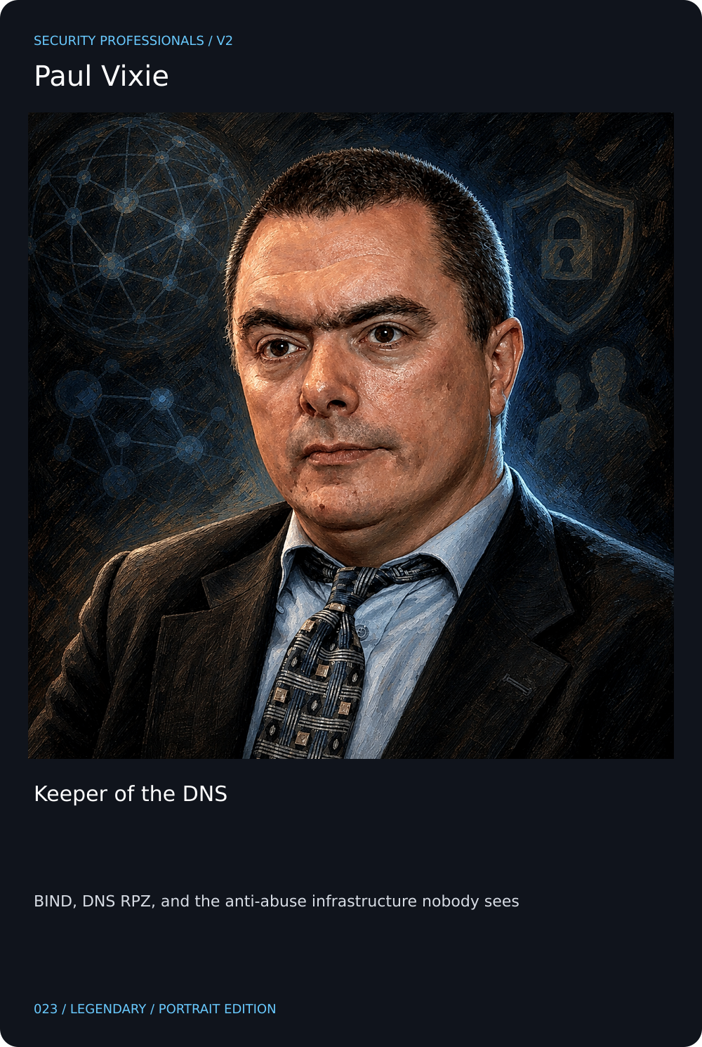 Paul Vixie trading card, front