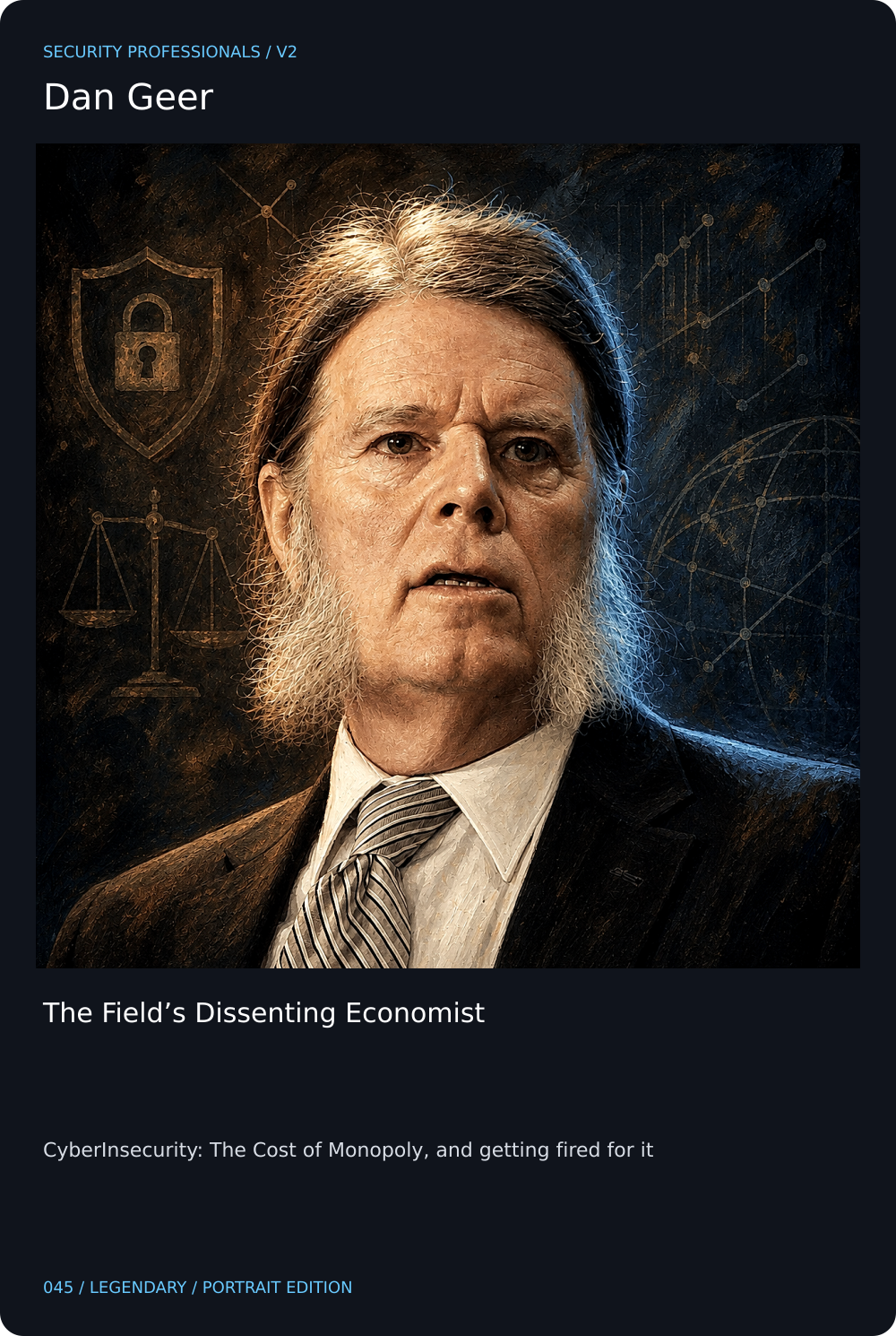 Dan Geer trading card, front