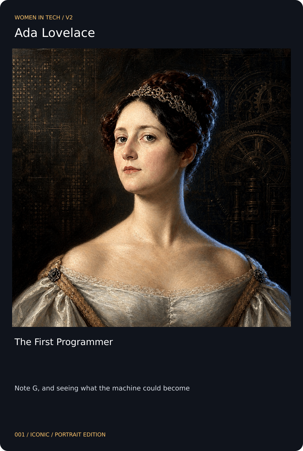 Ada Lovelace trading card, front