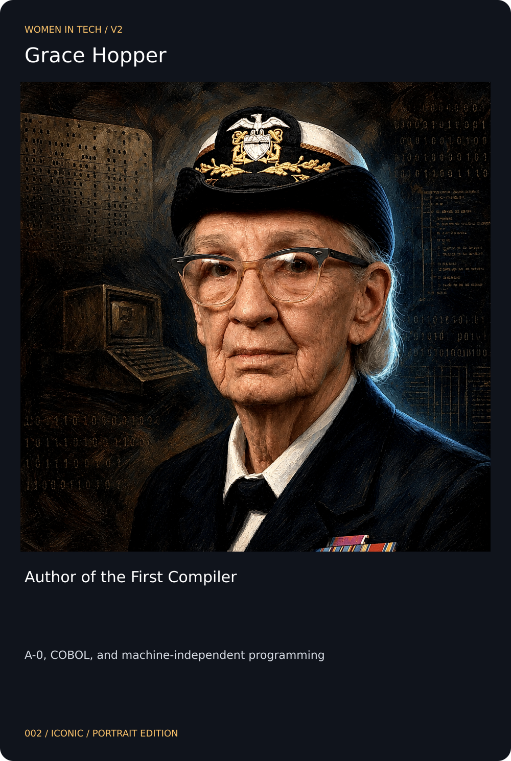 Grace Hopper trading card, front