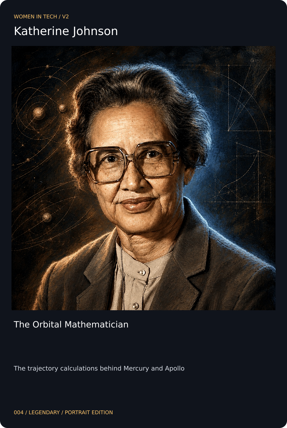 Katherine Johnson trading card, front
